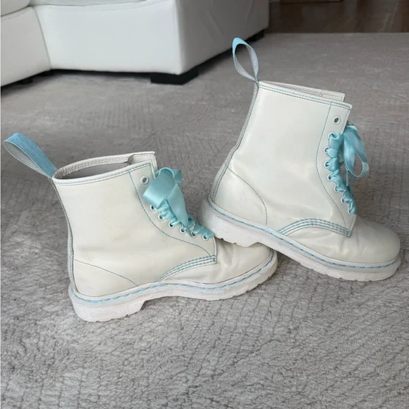 Dr. Martens White and Blue Combat Boots - Picture 5 of 7